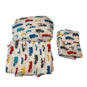 Pillowfort Sheet 4 Piece Set Colorful Trucks & Cars Full Size Microfiber